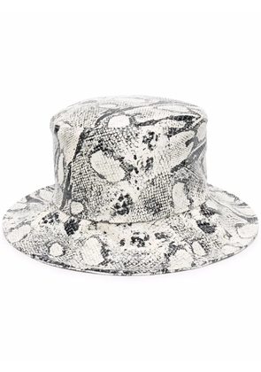 Alberta Ferretti python-print leather hat - White