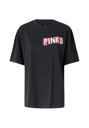 PINKO logo-print swan-graphic T-shirt - Black