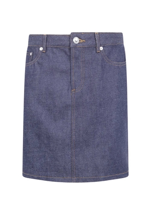 A.P.C. contrast-stitched mini skirt - Blue