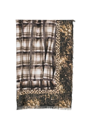 Pierre-Louis Mascia checked leopard-print scarf - Brown