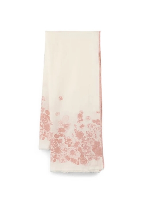 TWINSET floral-print frayed scarf - Neutrals