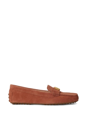 Lauren Ralph Lauren Barnsbury logo-plaque suede loafers - Orange