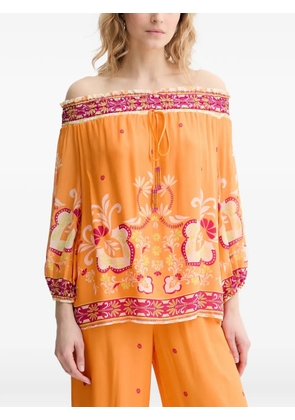 TWINSET floral-print off-shoulder blouse - Orange