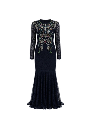 Dolce & Gabbana crystal-embellished lace maxi dress - Blue