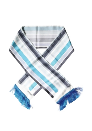 Dolce & Gabbana striped fringe-trim scarf - White