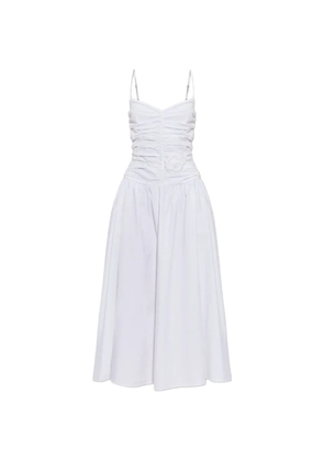ROTATE BIRGER CHRISTENSEN flower-detail ruched midi dress - White