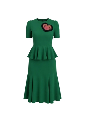 Dolce & Gabbana heart-patch peplum midi dress - Green