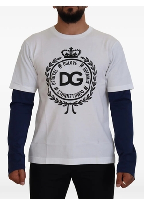 Dolce & Gabbana logo-print layered-sleeve sweater - White