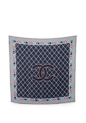 CHANEL Pre-Owned 1986-1988 CC diamond-quilt printed scarf - Blue