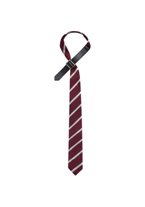 Noir Kei Ninomiya Striped University buckle-detail tie - Red