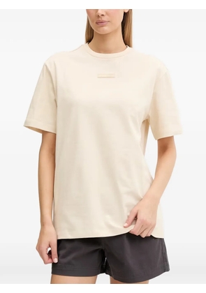 Ea7 Emporio Armani floral-print logo-plaque T-shirt - Neutrals