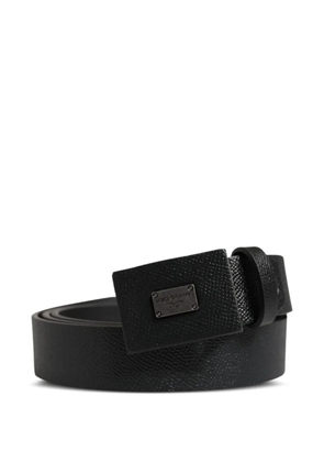Dolce & Gabbana logo-plaque leather belt - Black