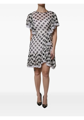 Dolce & Gabbana polka-dot ruffled mini dress - White