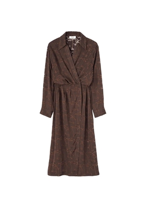 RETORI devoré-palm wrap midi dress - Brown