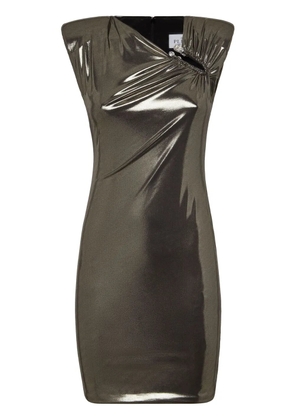 Philipp Plein shoulder-padded lamé minidress - Gold
