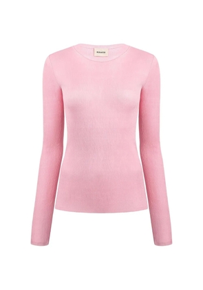 KHAITE ribbed-knit long-sleeve top - Pink