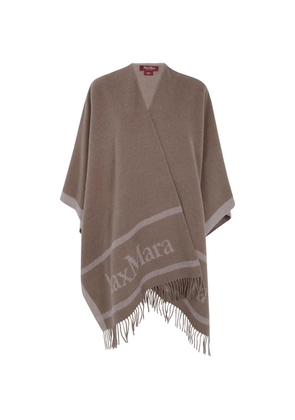 Max Mara logo-intarsia fringed cape - Brown