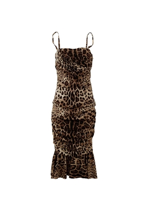 Dolce & Gabbana leopard-print ruched dress - Neutrals