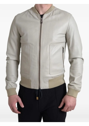 Dolce & Gabbana leather bomber jacket - Grey