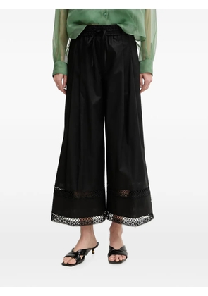 TWINSET lace-trim wide-leg cropped trousers - Black