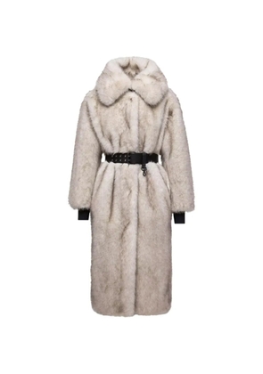 Moncler Grenoble belted faux-fur coat - Neutrals
