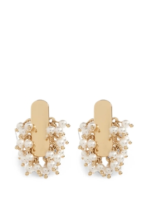 Self-Portrait glass pearl-embellished earrings - Gold