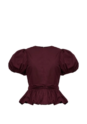 ROTATE BIRGER CHRISTENSEN puff-sleeve peplum blouse - Red