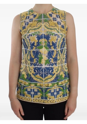 Dolce & Gabbana Majolica-embroidered top - Blue