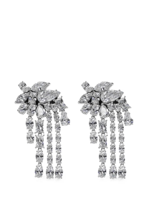 Self-Portrait crystal-embellished drop earrings - Silver