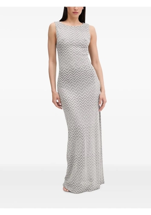 LIU JO chevron-knit sleeveless maxi dress - Silver