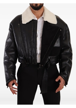 Dolce & Gabbana belted shearling jacket - Black