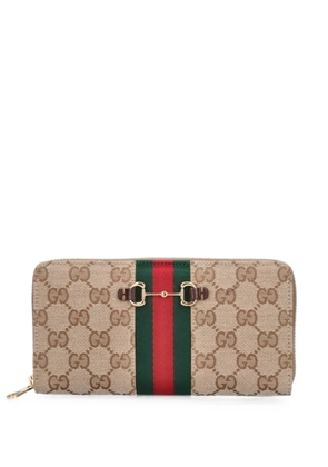 Gucci Horsebit Web zip-around wallet - Neutrals