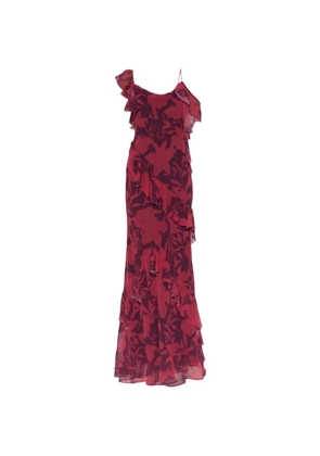 Self-Portrait floral-print ruffled-details maxi dress - Red