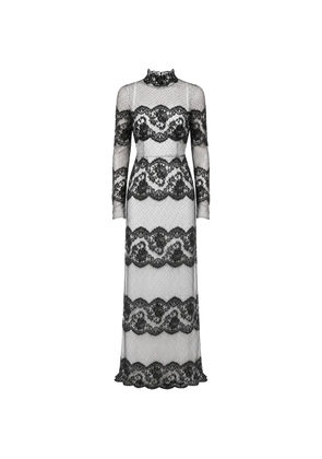 Dolce & Gabbana floral-lace polka-dot maxi dress - White