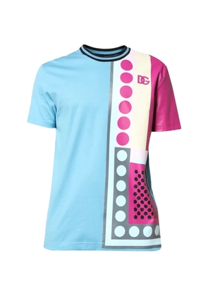 Dolce & Gabbana geometric-print logo-print T-shirt - Blue