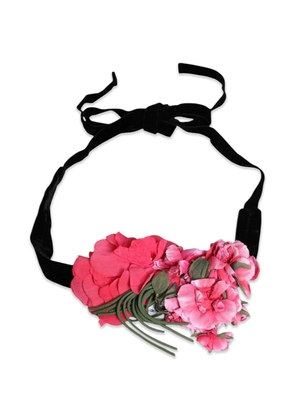 Dolce & Gabbana floral-appliqué velvet belt - Black