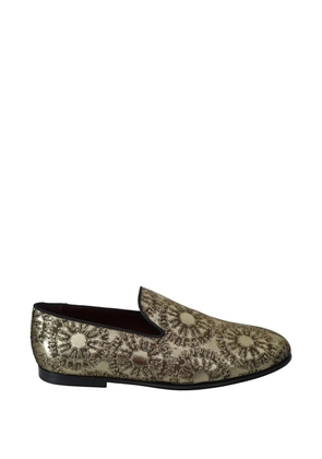 Dolce & Gabbana floral-jacquard loafers - Gold