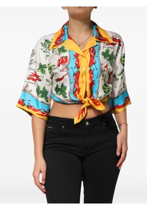 Dolce & Gabbana chili-print silk blouse - White