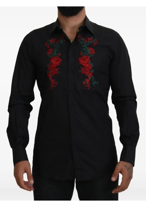 Dolce & Gabbana floral-embroidered shirt - Black
