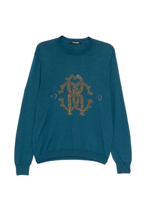 Roberto Cavalli logo-embroidered sweater - Blue