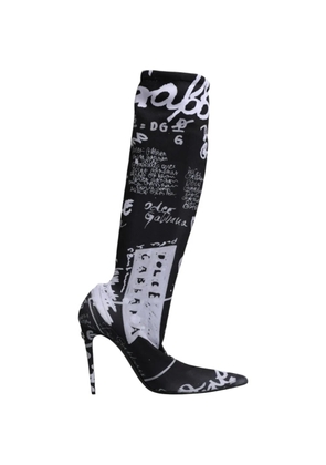 Dolce & Gabbana graphic-print pointed-toe boots - Black