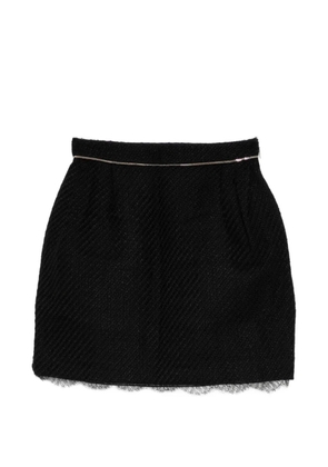 Roberto Cavalli lace-trimmed tweed skirt - Black