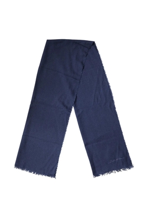 Dolce & Gabbana logo-embroidered frayed scarf - Blue