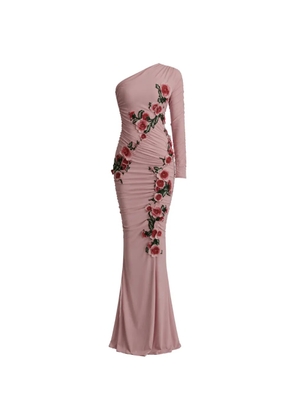 Dolce & Gabbana floral-embroidered ruched-detailing maxi dress - Pink