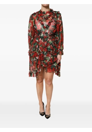 Dolce & Gabbana ruffled floral-print asymmetric dress - Red