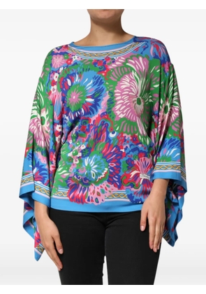 Dolce & Gabbana floral-print silk top - Blue
