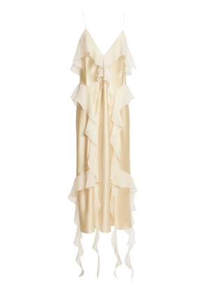 KHAITE The Pim ruffe-trim silk midi dress - Yellow