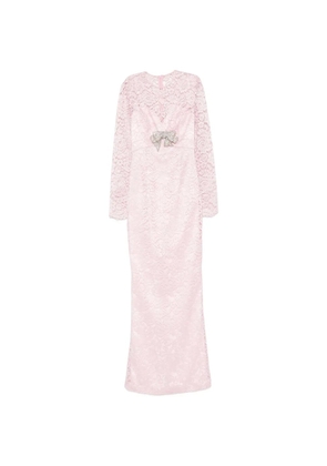 SILK LOVE & LACE bow-detail lace dress - Pink