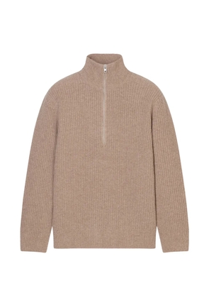 Closed ribbed-knit half-zip sweater - Neutrals