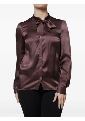 Dolce & Gabbana bow-tie silk blouse - Brown